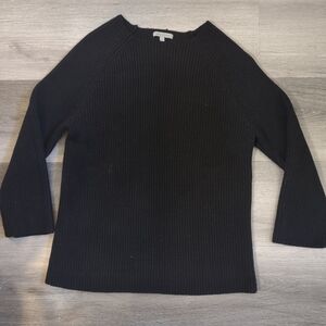 Cable Stitch Chunky Wool Blend Black Pullover Sweater